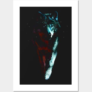 Night Wolf coming out of the darkness. Posters and Art